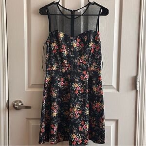 dELIA’s Vintage Retro Y2K Floral Sleeveless Dress with Sheer Top Size Medium